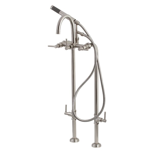Aqua Vintage CCK8108DL Freestanding Tub Faucet with Supply Line, Stop Valve, Brushed Nickel CCK8108DL - main